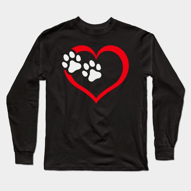 Heart with Dog Paws Long Sleeve T-Shirt by Moses763